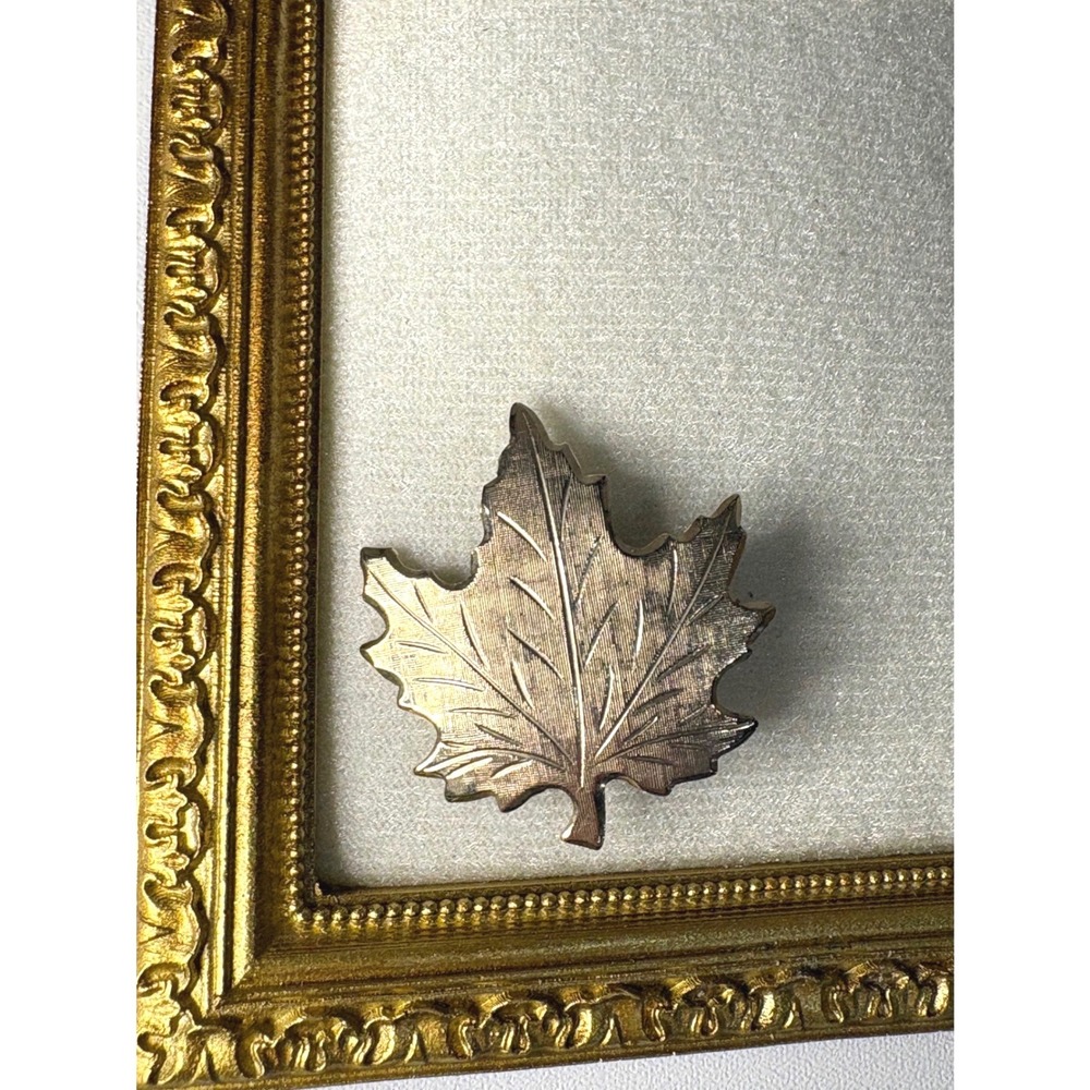 Vintage Gold Tone Maple Leaf Brooch Textured Botanical Fall Autumn Pin Accessory